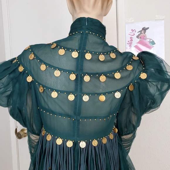 Zimmermann celestial charm green mini dress size 0, size 2 US - Picture 9 of 11